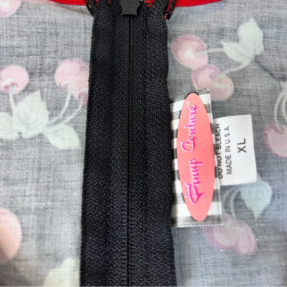 Pinup Couture Natasha Rockabilly Wiggle Cherry Print Dress - Picture 10 of 11